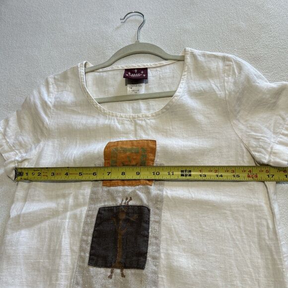 Blue Cactus Petite 100% Linen Womens Maxi Boho Aztec Dress Cream PXS USA - Picture 9 of 9